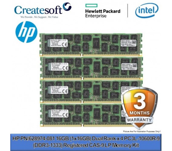 HP 16gb 1x16gb Dual Rank x 4